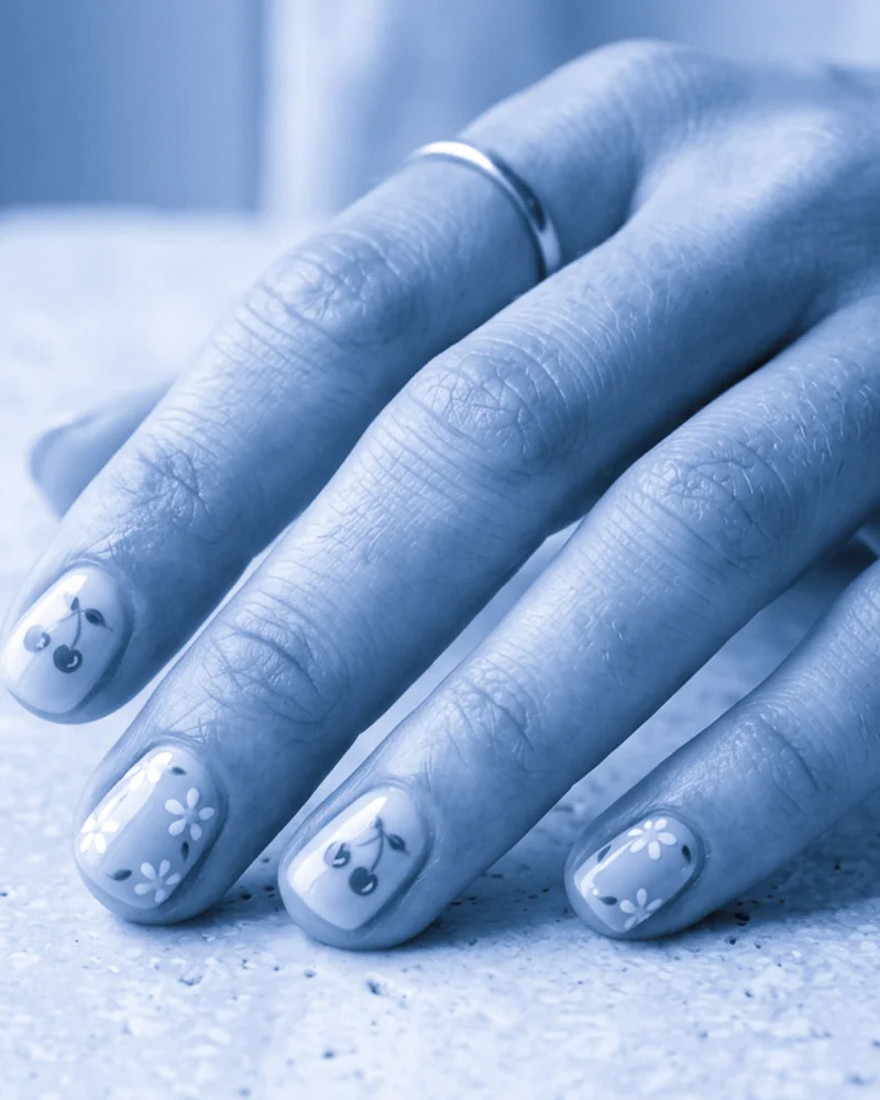 Blue Nails Style 22: Sunset Rose Gold Transition on short square nails