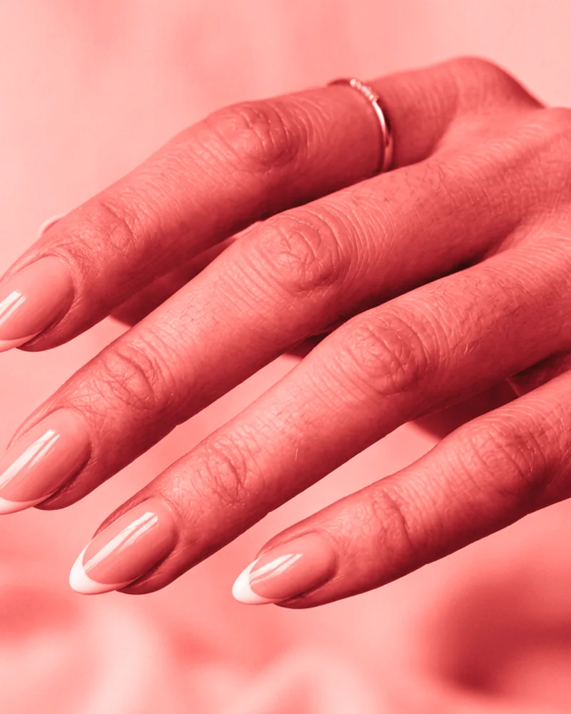 Colored French Tips Style 2: Champagne Chrome Mirroring