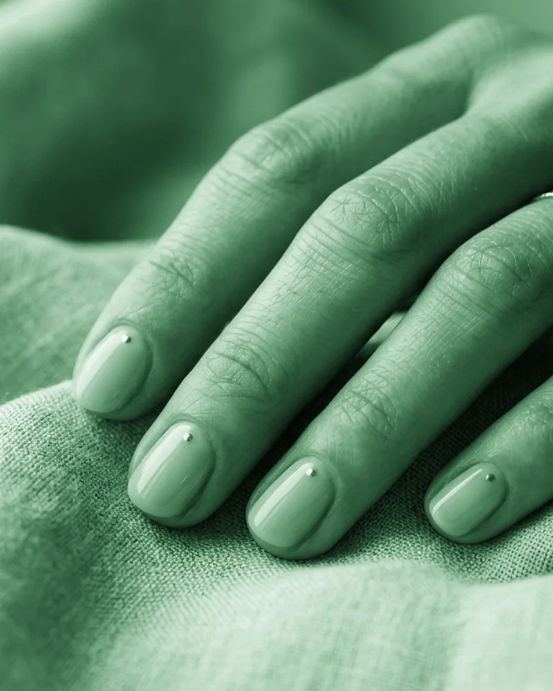 Green Nails Style 14: Asymmetrical Curved Arch on oval nails