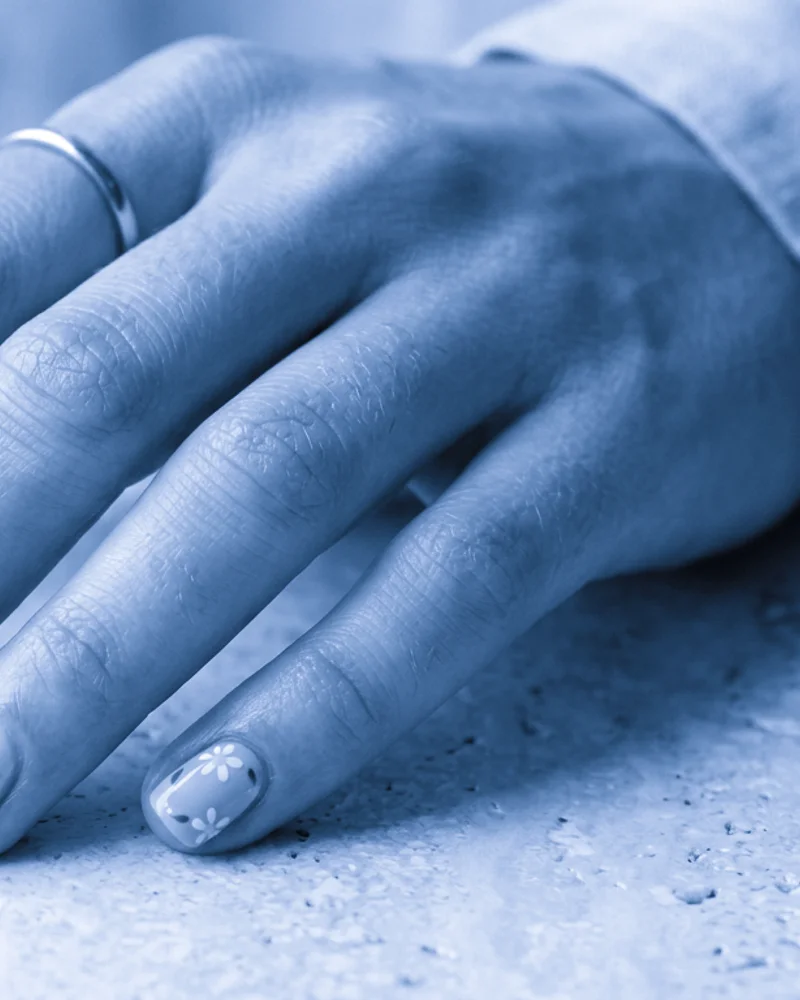 Icy Blue Nails Style 3: Dainty Botanical Touch