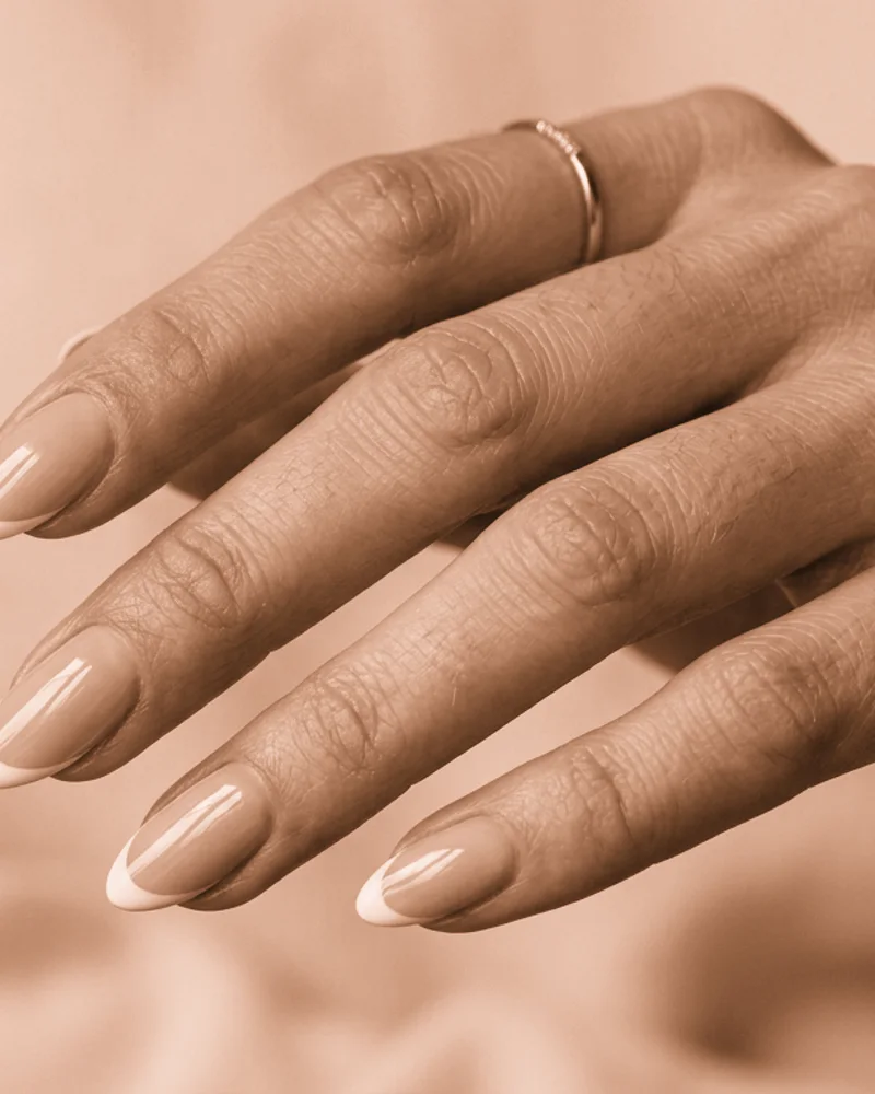 Neutral Fall Nails Style 8: Modern Sheer Wash on almond nails