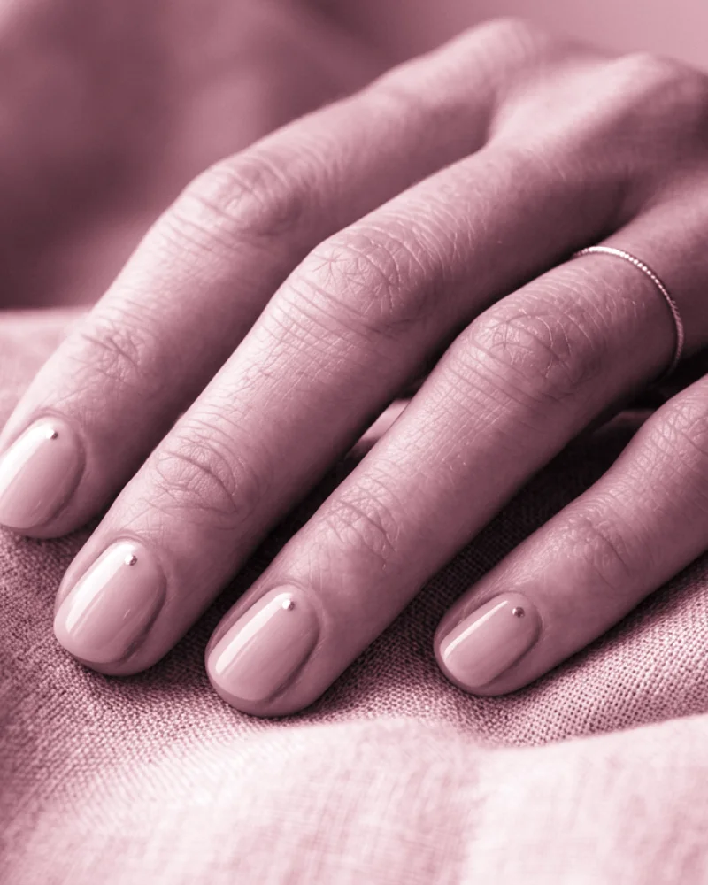 Pink Nails Style 5: Subtle Metallic Edge on stiletto nails