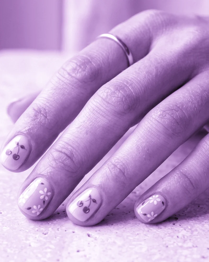 Purple Nails Style 4: Reverse Cuticle Moon Glow
