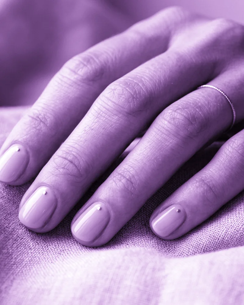 Purple Nails Style 9: Subtle Gold Leaf Flakes on ballerina nails