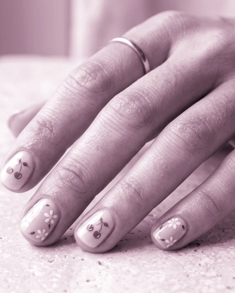 Spring Nail Designs Style 28: Blushing Rose Aura on squoval nails